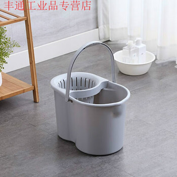 Customized applicable manual squeeze bucket hand-pressed floor mop bucket mop bucket plastic rotating water twisting single bucket old-fashioned pier thickened gray (single drain basket)