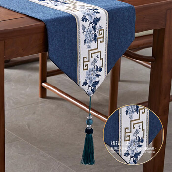 Yinshang new chinese style table flag zen waterproof tea table tablecloth light luxury high-end tea table mat long strip cloth 30*180cm
