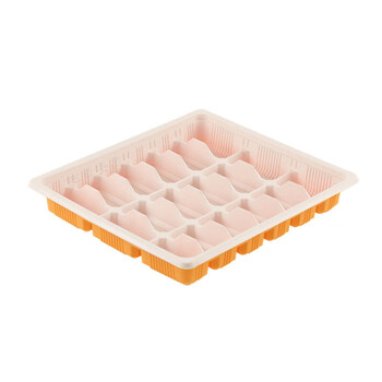 Mrs. zhuang 18-grid orange and white disposable dumpling boxes, take-out lunch boxes with lids, 100 sets ztt-9293b