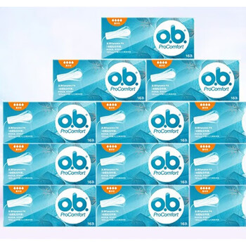 O.b. tampons built-in 16 pieces/box sanitary napkins, menstrual tampons, special waterproof import for swimming during menstrual period, quantity up to 16 pieces/box*12 boxes