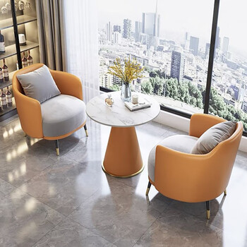 Tongbenjiang balcony small table and chair three-piece set modern simple tea table and chair set internet celebrity one table and two chairs tea table leisure sofa chair one table and two chairs orange