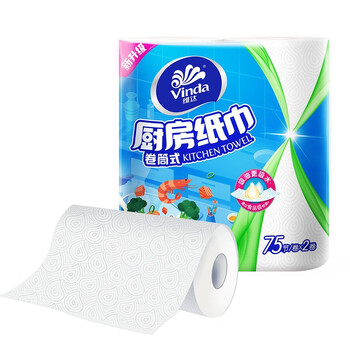 Vinda kitchen paper 75 knots/roll household oil-removing and oil-absorbing paper kitchen paper toilet paper 2 layers 75 knots*2 rolls