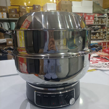 Household multi-functional thickened lixing electric hot pot electric steamer large capacity cooking automatic power-off optional 34 cm thick stainless steel with timing function