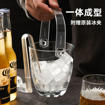 Pasha paqi imported transparent lead-free glass ice bucket ktv small ice bucket ice bucket commercial bar ice bucket tolos ice bucket 1000ml + ice clip