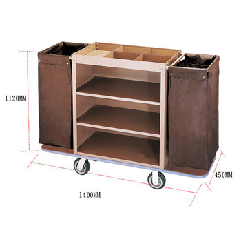 Huaixi hotel linen cart hotel room service cart stainless steel single-sided and double-sided room door cleaning and cleaning work cart thickened double-sided