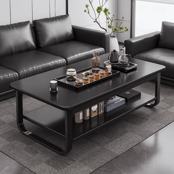 Nesel office coffee table with integrated tea making and reception small table, modern and simple 2025 new tea table, upgraded 15mm solid wood ecological board, sesame black + black frame 120*60