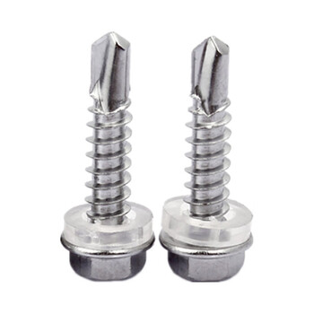 Yuruo 410 stainless steel external hexagon drill tail screws, color steel tile self-tapping self-drilling dovetail nails, high-strength stainless steel self-tapping m5.5*32 100 pieces, free sleeve