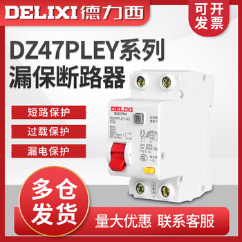 Delixi double in and double out leakage protector dz47pley cdb3le 6a10a16a20a25a32a40a 32a 1p+n