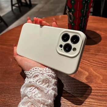 Suitable for liquid silicone apple 15 mobile phone case iphone15promax new 14plus solid color 13pro simple anti-fall cover antique white skin-feel liquid silicone iphone 13 pro