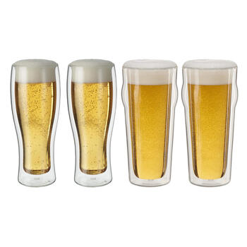 Zwilling double-layer glass beer mug set 4-piece 396-453ml home party