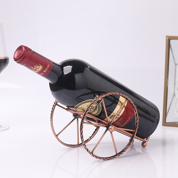 Feizhichu red wine rack storage rack tilted iron wine bottle rack upside down home red wine rack creative ornaments small fort-bronze
