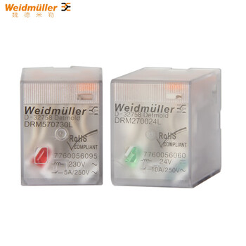 Weidmüller intermediate relay drm270024l 270730lt ac drm570024l 570730lt drm570024l_4 open 4 closed_14 feet_dc24v without base_without base