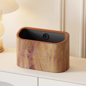 Sha aijie desktop trash can household living room countertop cleaning frame mini new chinese style sanitary bucket dormitory bedside small paper basket retro imitation wood grain desktop lidless trash can