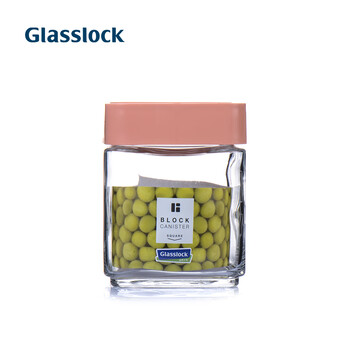 Glasslock south korea imported building block storage tank snacks and grains kitchen storage tank household storage tank moisture-proof refrigerator side door square pink 500ml