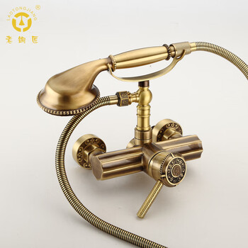 Old coppersmith (ltj) hand-held shower all-copper european antique shower set all-copper bathtub faucet lj10122 green ancient sitting type