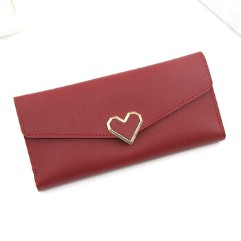 Fabric simple new style plain heart-shaped wallet women's long multi-card buckle mobile phone women's wallet women's long wallet