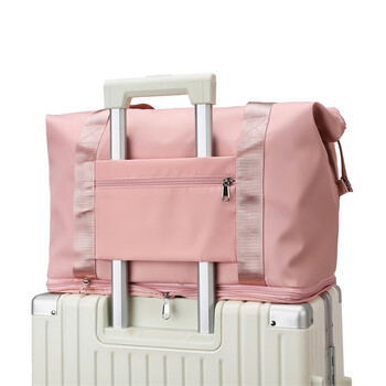 Tuke foldable hanging bag attached to the trolley suitcase, luggage bag, women's travel storage, light and portable, sweet pink