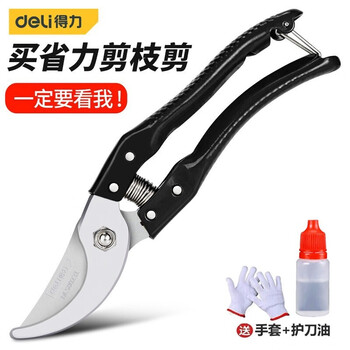 Deli pruning scissors, garden flower pruning branch scissors, fruit tree scissors, thick flower scissors, gardening scissors tools, 8-inch metal handle pruning shears dl580200