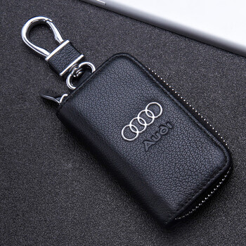 Dubbing genuine leather audi key bag unisex new a4la3a5a6la7a8q2q3q5q7 car key protective cover black