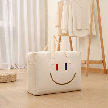 Dile cat kindergarten quilt storage bag large capacity moving packing bag canvas bag clothes storage bag quilt bag cute smiley + embroidery style within 5 jin