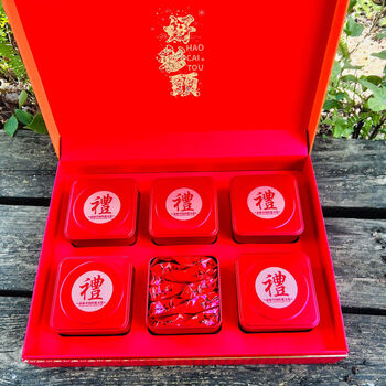 Tea lion mid-autumn festival gift tea gift box high-end gift tieguanyin dahongpao gift for relatives shi lai lun lapsang souchong 300g gift box gift handbag