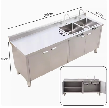 304 stainless steel kitchen integrated sink sink cabinet washbasin integrated cabinet cabinet stove storage can be customized length 200 width 60 height 80 double right pool left pool remarks required
