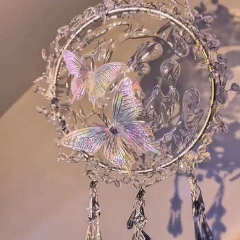 Changyin xiaohongshu's same style handmade diy water flow dreamy and beautiful butterfly lamp material package wind chime night light for best friends butterfly night light round wind chime material package set