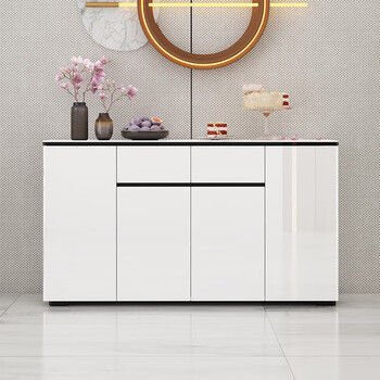 Huanghai furniture light luxury sideboard wine cabinet simple modern home multifunctional large capacity storage kitchen cupboard living room tea cabinet painted white bright color 140*40*87cm