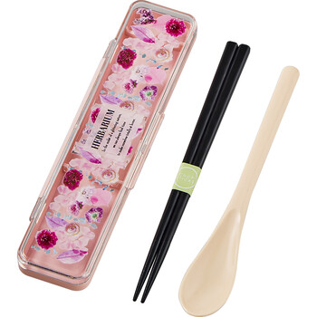 Skater japan imported skater machine washable portable chopsticks and spoon set for students and children portable tableware set herb pink (ph) 1 pair