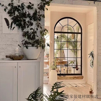 Yaotian fashion interior iron real window wall decoration fake window wall decoration screen partition changhong glass entrance simple black 100*200 water ripple