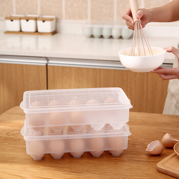 Fasola egg carton refrigerator crisper kitchen household thickened storage box for eggs shockproof dustproof box with lid egg storage box (15 grids)*1