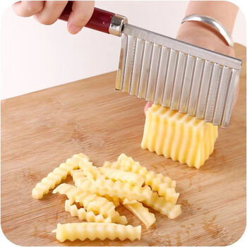 Jifuda corrugated knife wolf tooth potato flower knife artifact cutting wave knife kitchen cutting vegetable slicing stainless steel old handle potato cutting 1
