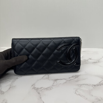 Second-hand 95 new chanel (chanel) kangpeng long black wallet 14k