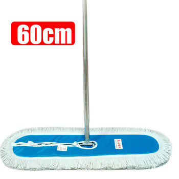 Collar cotton gauze floor mop push flat large mop one mop thickened stainless steel rod replacement mop head thickened 60cm with thickened stainless steel rod/set