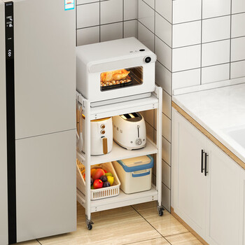 Youwill kitchen storage rack space aluminum floor-standing multi-layer microwave oven rack pot rack removable storage rack white l40 three-layer pearl white (width 55) with wheels