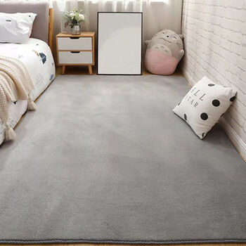 Feather pocket short hair carpet for living room and bedroom, wipeable simple bedside blanket, room non-slip, customizable full-cover carpet, silver gray 120*200 cm