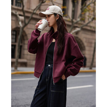 Demana classic polo collar design top, spring and autumn lapel double pocket long-sleeved sweatshirt jacket