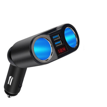 Beiteng car charger fast charging cigarette lighter conversion plug black folding digital display 65w flash charging qc3.0 one to four