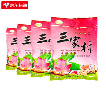 Sanjiacun hangzhou specialty sanjiacun lotus root starch soup nutritious osmanthus and lotus seeds genuine west lake lotus root starch breakfast sachet 400g instant original flavor 560g * 4 bags (64 sachets in total)