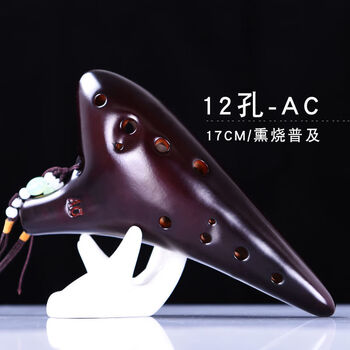 Ocarina 12-hole beginner's entry-level twelve-hole ac alto c playing tao xun instrument 6 free teaching, smoked round head, free full set of accessories + video teaching