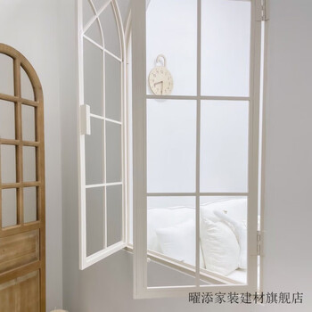 Yaotian modern french retro iron milk white steel window indoor partition window loft decorative art glass casement window 80*130 milk white