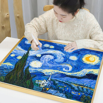 Lizi 5d diamond painting 2025 new style van gogh starry sky full of diamonds crystal dot masonry stickers handmade diy cross stitch rhinestones full of diamonds 30*40 add 30 more diamonds + tool kit frameless