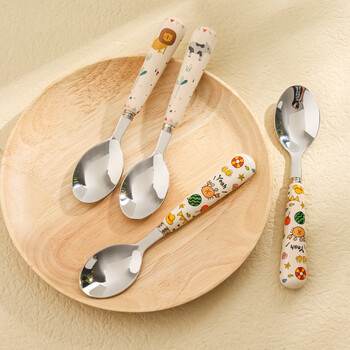Kawashimaya (kawasimaya) kawashimaya 304 stainless steel spoon children's eating spoon household high-looking cute baby spoon spoon small spoon ceramic children's spoon (sonny)