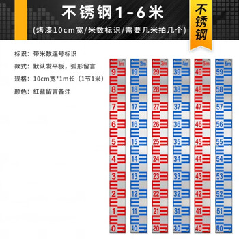 Qilicai stainless steel water level column water gauge reservoir river column water level gauge corroded embedded water level pile ruler round 1 meter long 100cm wide flat stainless steel