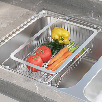 Elias sink drain basket dish rack dish rack 304 stainless steel kitchen rack telescopic drain rack fruit basket bold