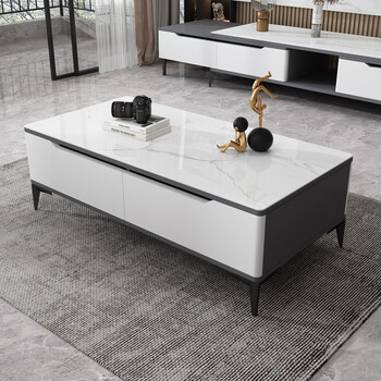 Termite slate light luxury coffee table tv cabinet combination modern simple small household living room retractable coffee table table 1.3m 4 drawer coffee table (solid wood slate)