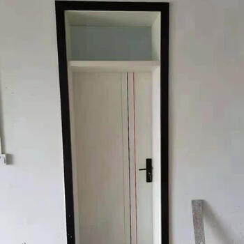 A complete set of interior doors for bedrooms with bright windows in the night, a complete set of bright steel-wood ecological doors, engineering interior doors, solid wood boards, multi-layer lines + bright windows