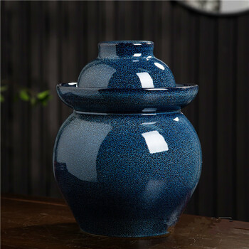 Oufandi jingdezhen sichuan old pickle jar ceramic with inner lid household sealed sour pickle jar thickened earthenware pickle jar 5 catties (orchid glaze) pickle jar