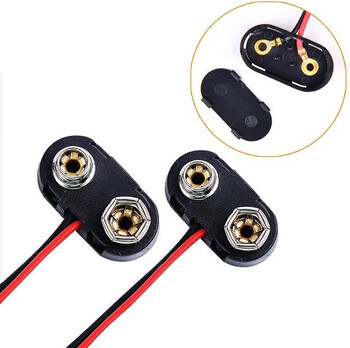 Shushe 9v battery buckle interface connector t-shaped/i-shaped cable length 15cm9v battery box battery cap battery buckle t-shaped battery buckle hard shell