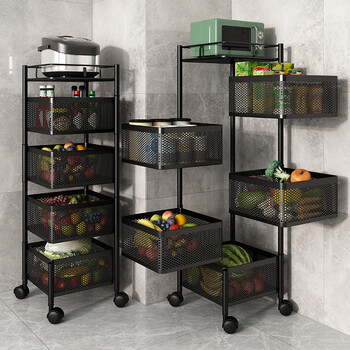 Yupin kitchen rack floor-standing rotating vegetable rack storage rack living room storage rack mobile trolley zw50 five-layer